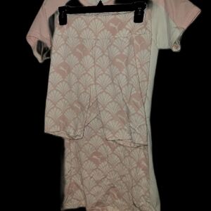 Pink and White Patterned Two-Piece Set